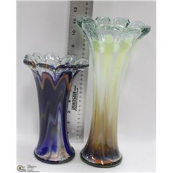 2 LARGE ART GLASS VASES
