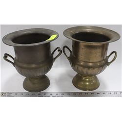 SET OF HEAVY BRASS FLOWER PLANTERS