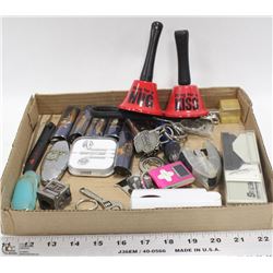 FLAT OF MISC. INCL SKULL LIGHTER CASES, POCKET