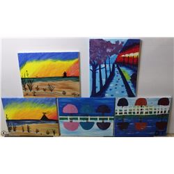 SET OF 5 OIL CANVAS PAINTINGS