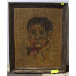 FRAMED BURLAP NATIVE PICTURE