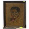 Image 1 : FRAMED BURLAP NATIVE PICTURE