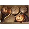 Image 1 : VINTAGE COPPER DISHES INCL 2 FRYING PANS , 3 POTS
