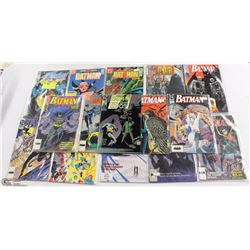 LOT OF 15 ASSORTED COMICS, MOSTLY BATMAN, ONE NEW
