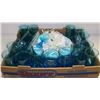 Image 1 : FLAT WITH 20 VINTAGE TURQUOISE GLASS, 8 CORELLE