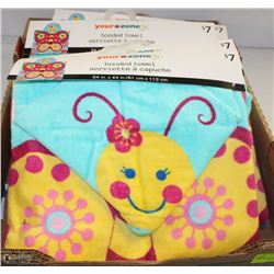 LOT OF 5 NEW "YOUR ZONE JR" HOODED BATH TOWELS