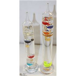 LOT OF 2 GALLILEO THERMOMETERS IN GLASS TUBES
