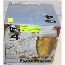 LIBBEY 4PC FOOTBALL SHAPED GLASSES