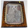 Image 1 : OWL TOLLE ART IN BURNT CARVED  WOODEN  FRAME
