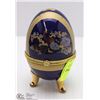 Image 1 : CLOISONNE EGG TRINKET BOX BLUE AND GOLD