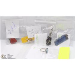 LOT OF ASSORTED SEMI PRECIOUS STONE PENDANTS & A