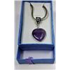 Image 1 : #23 - NATURAL HEART SHAPED AMETHYST PENDANT