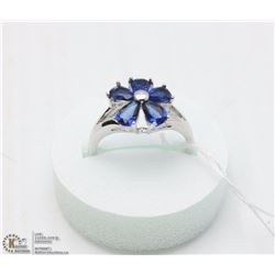 177-BLUE SAPPHIRE RING .925 STERLING SILVER