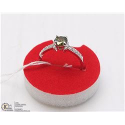 184-GREEN PERIDOT &CZ RING .925 STERLING SILVER