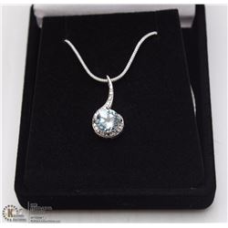96-GENUINE BLUE TOPAZ &CZ.925 STERLING PENDANT