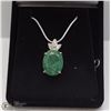 Image 1 : 71-NATURAL EMERALD&CZ.925 STERLING SILVER PENDANT