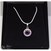 Image 1 : 90-GENUINE AMETHYST .925 STERLING SILVER PENDANT