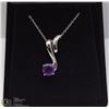 Image 1 : 94-GENUINE AMETHYST PENDANT & NECKLACE