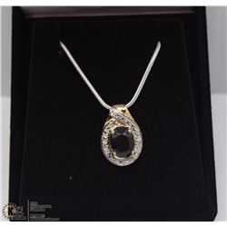 112-GENUINE SAPPHIRE & CZ .925  PENDANT