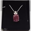 Image 1 : 76-NATURAL RUBY&CZ .925 STERLING SILVER PENDANT