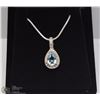 Image 1 : 97-GENUINE BLUE TOPAZ & CZ.925 STERLING PENDANT