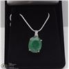 Image 1 : 67-NATURAL EMERALD&CZ .925 STERLING SILVER PENDANT