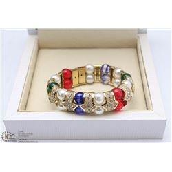 DESIGNER BRACELET W/CZ'S & MULTI-COLOUR