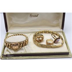 LOT W/ SPIDEL BRACELET, GOLD PLATED & CZ BRACELET,