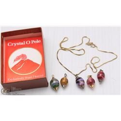 CHAIN WITH 5 CRYSTAL O PELE PENDANTS