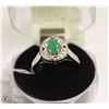 Image 1 : #74 GREEN EMERALD & CZ  GEMSTONE RING