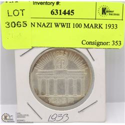 GERMAN NAZI WWII 100 MARK 1933 COIN