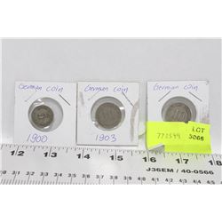 3 GERMAN PFENNIG COINS 1900,1903 & 1914