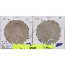 US 1922 & 1923 LIBERTY PEACE DOLLARS