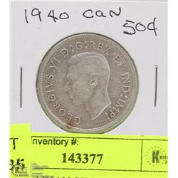 1940 CANADIAN SILVER FIFTY CENT PIECE