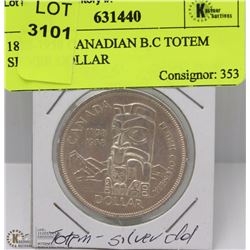 1858-1958 CANADIAN B.C TOTEM SILVER DOLLAR