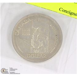 1858-1958 CANADIAN B.C TOTEM SILVER DOLLAR