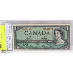1954 CANADA A.U. $1 BILL -