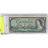 Image 1 : 1954 CANADA A.U. $1 BILL -