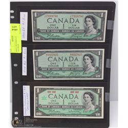 SHEET W/CANADA $1 BILLS - TWO 1954 BILLS