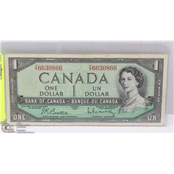 1954 CANADIAN $1.00 BANK NOTE