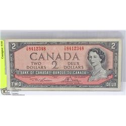 1954 CANADIAN $2.00 BANK NOTE