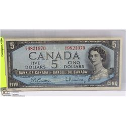 1954 CANADIAN $5.00 BILL