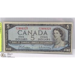 1954 CANADIAN $5.00 BILL