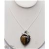 Image 1 : TIGERS EYE HEART PENDANT W/ 18" .925 STERLING