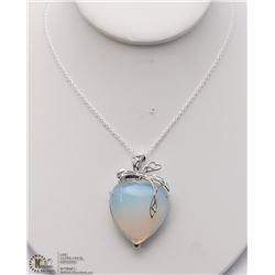 OPALITE HEART PENDANT W/ 18" .925 STERLING SILVER