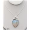 Image 1 : OPALITE HEART PENDANT W/ 18" .925 STERLING SILVER