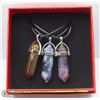 Image 1 : LOT OF 3 SEMI-PRECIOUS STONE PENDANTS W/