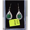 Image 1 : 196-GREEN EMERALD EARRINGS .925 STERLING SILVER