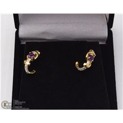 114-GENUINE AMETHYST &CZ EARRINGS