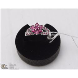 170-RED RUBY  RING .925 STERLING SILVER